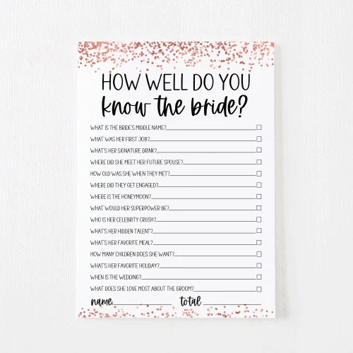 How Well Do You Know the Bride Cards (Rose Gold) - Modern MOH