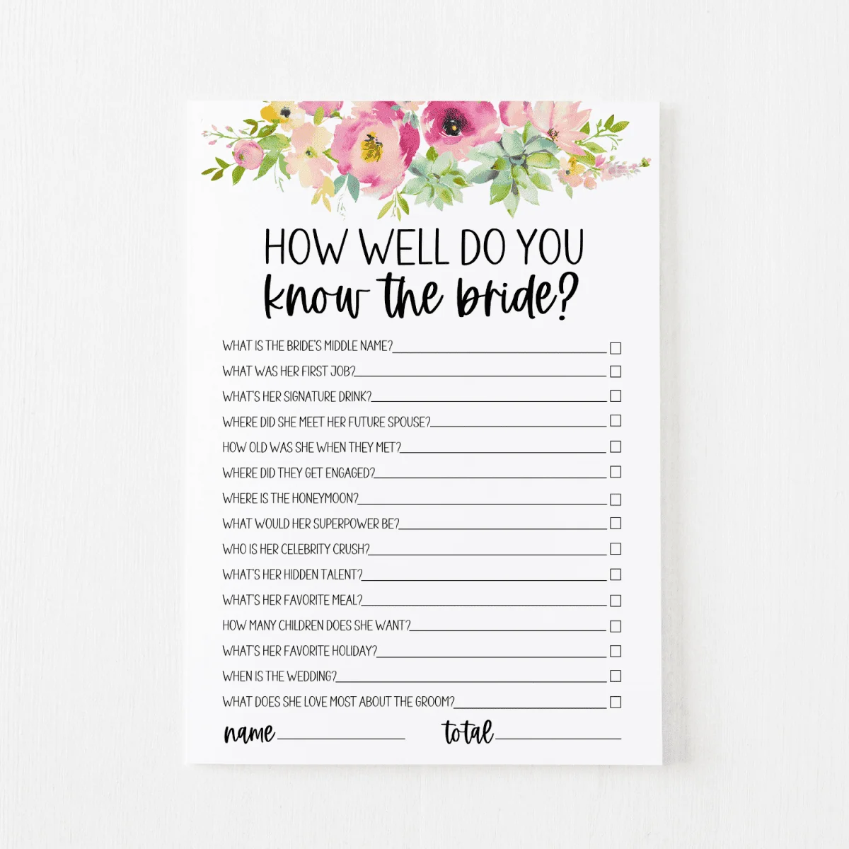 How Well Do You Know the Bride Cards (Succulent) - Modern MOH