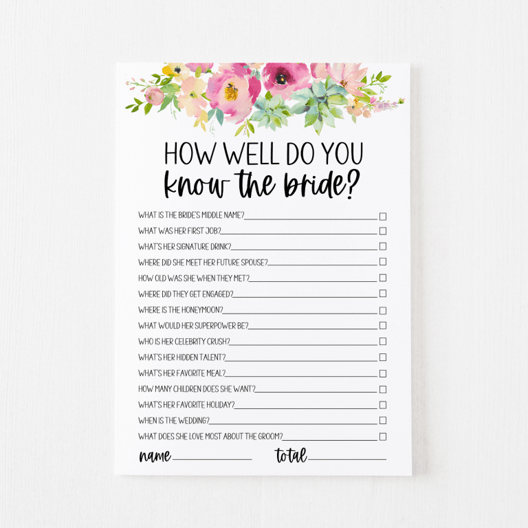 How Well Do You Know the Bride? Free Printable | Modern MOH