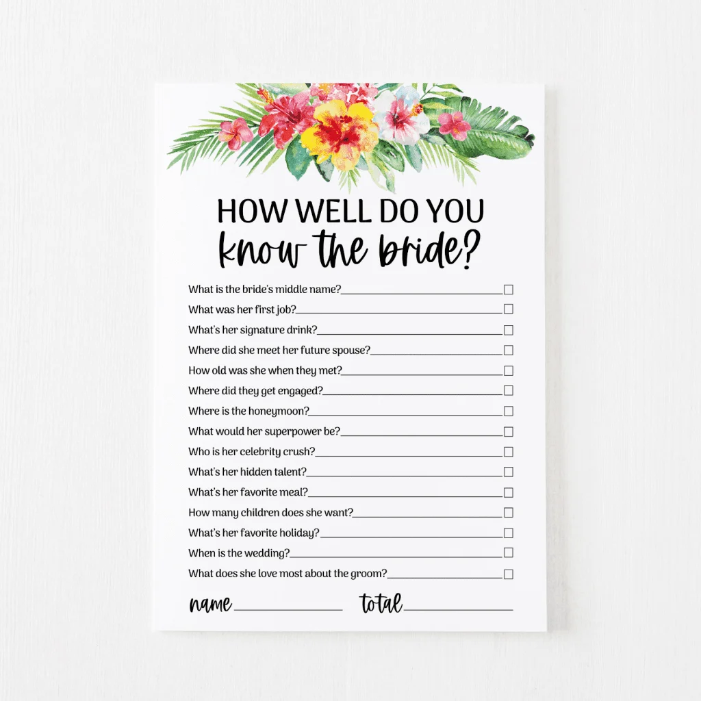How Well Do You Know the Bride Card Tropical