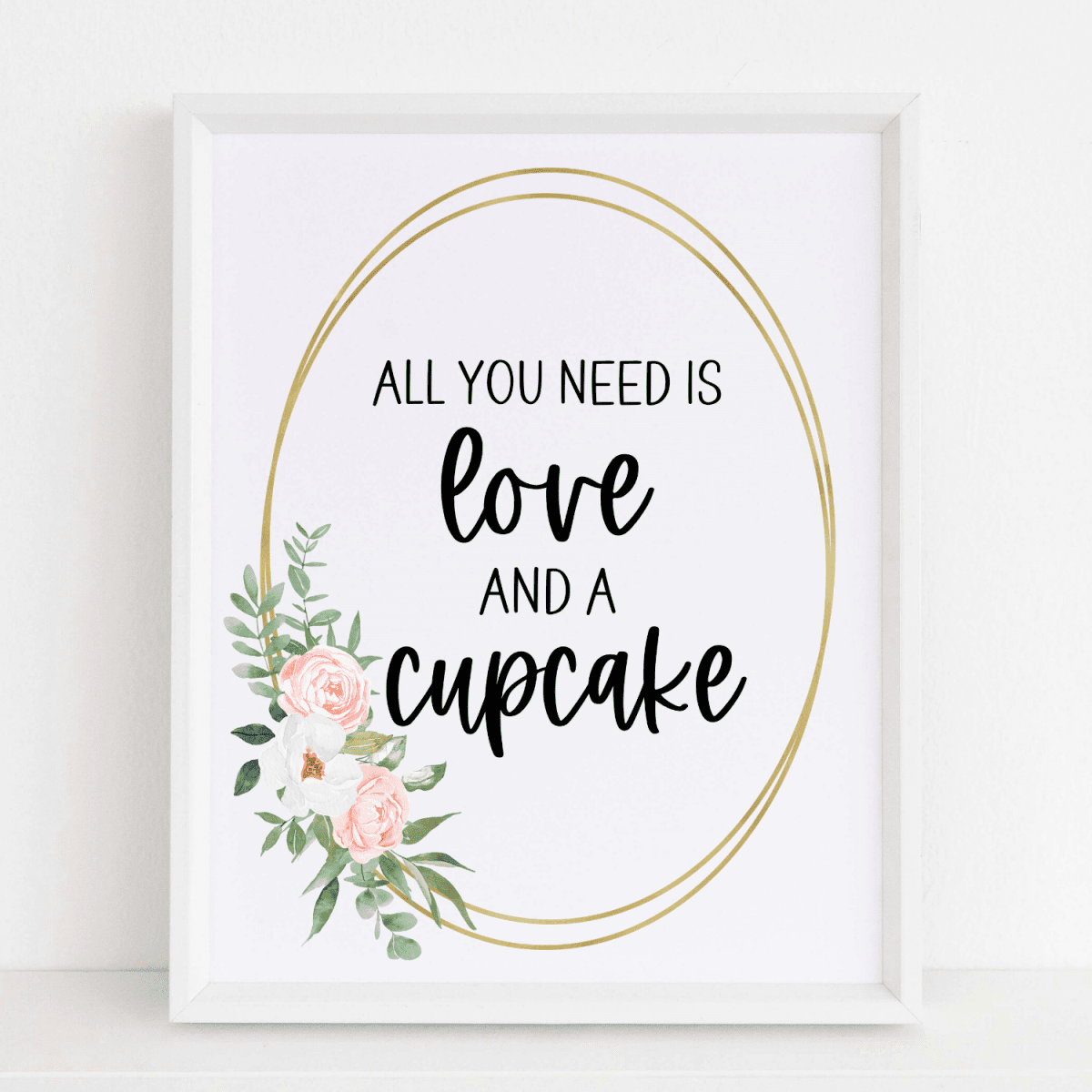 Love and a Cupcake Sign (Greenery) - Modern MOH