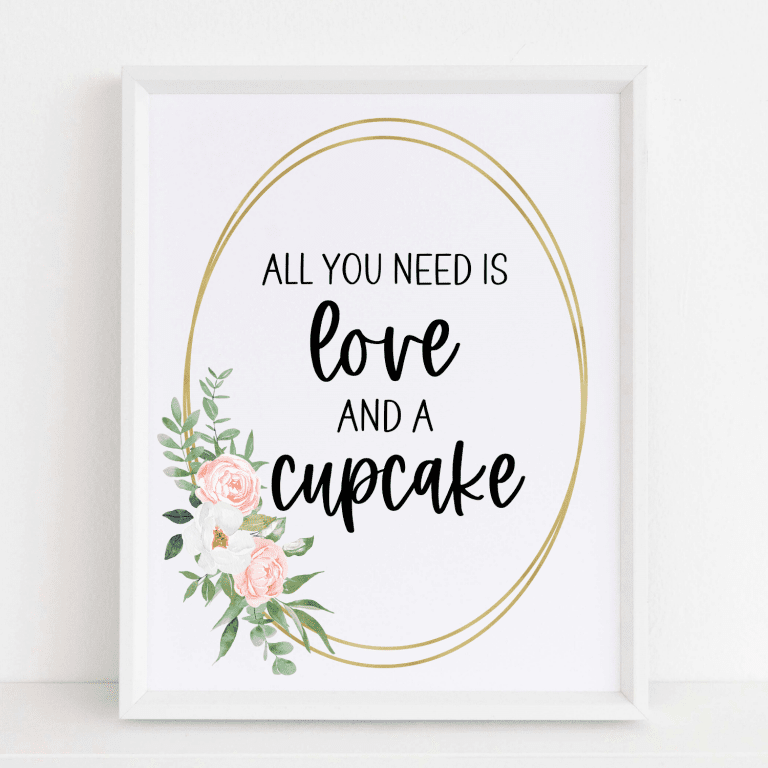 Love and a Cupcake Sign (Greenery) - Modern MOH
