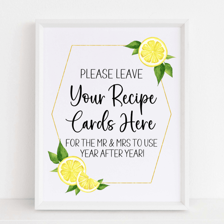Recipe Request Sign & Cards (Lemon)