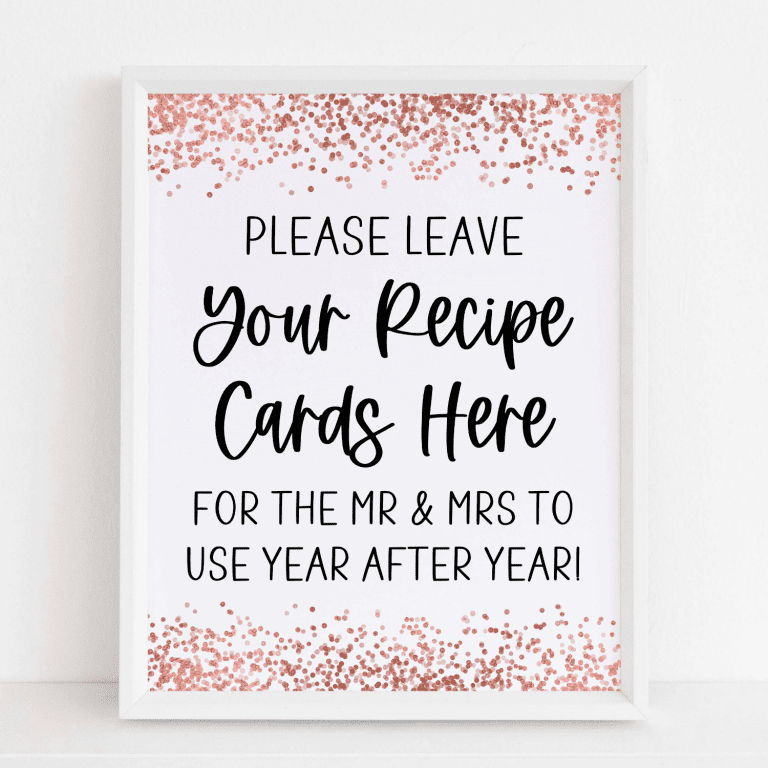 Recipe Request Sign & Cards (Rose Gold)