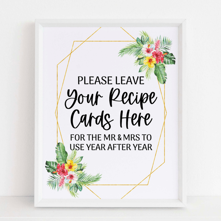 Recipe Request Sign & Cards (Tropical)