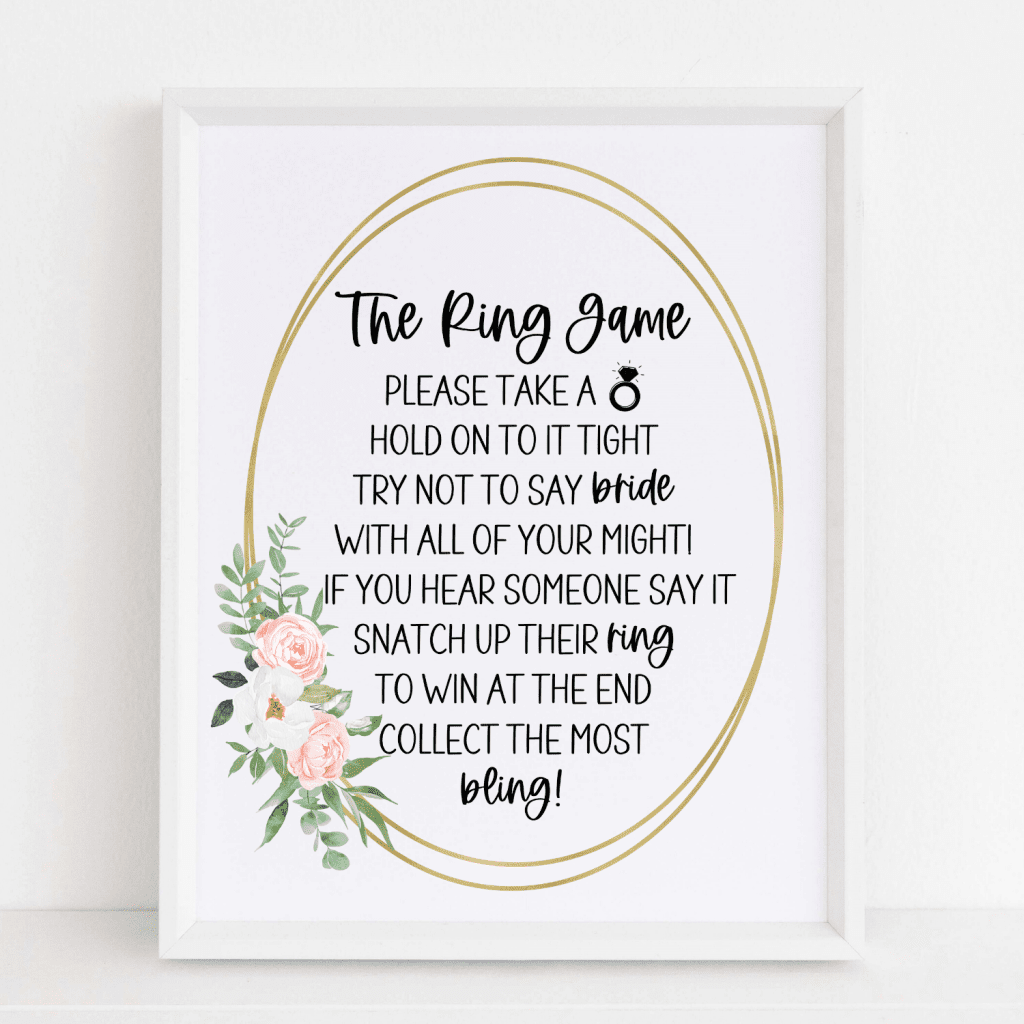 Bridal Shower Ring Game Sign Free Printable Printable Form Templates
