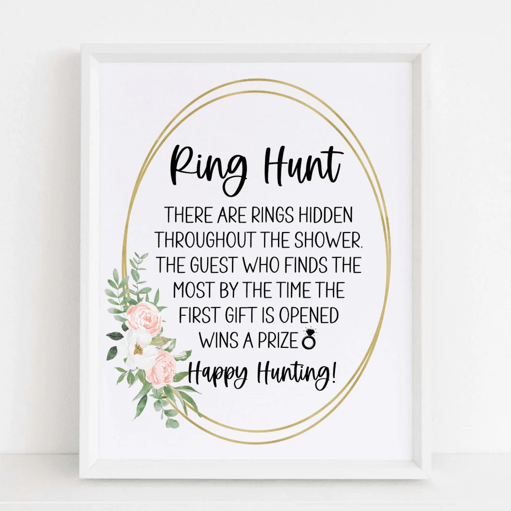 Ring hunt sign greenery theme