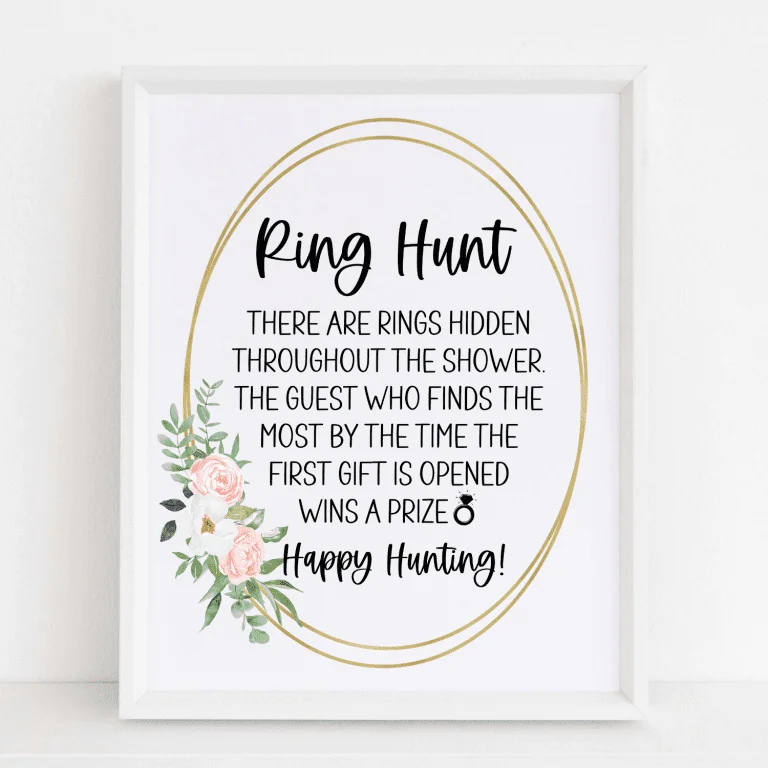 Ring hunt sign greenery theme