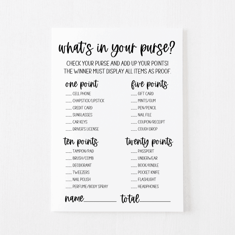 What’s in Your Purse Cards (Classic)