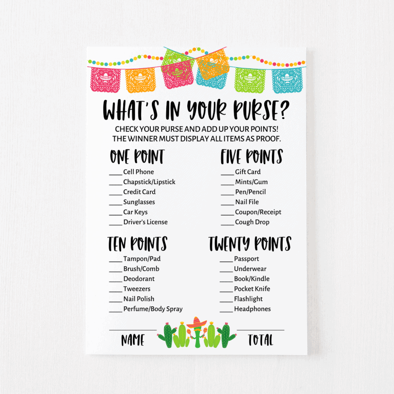 What’s in Your Purse Cards (Fiesta)