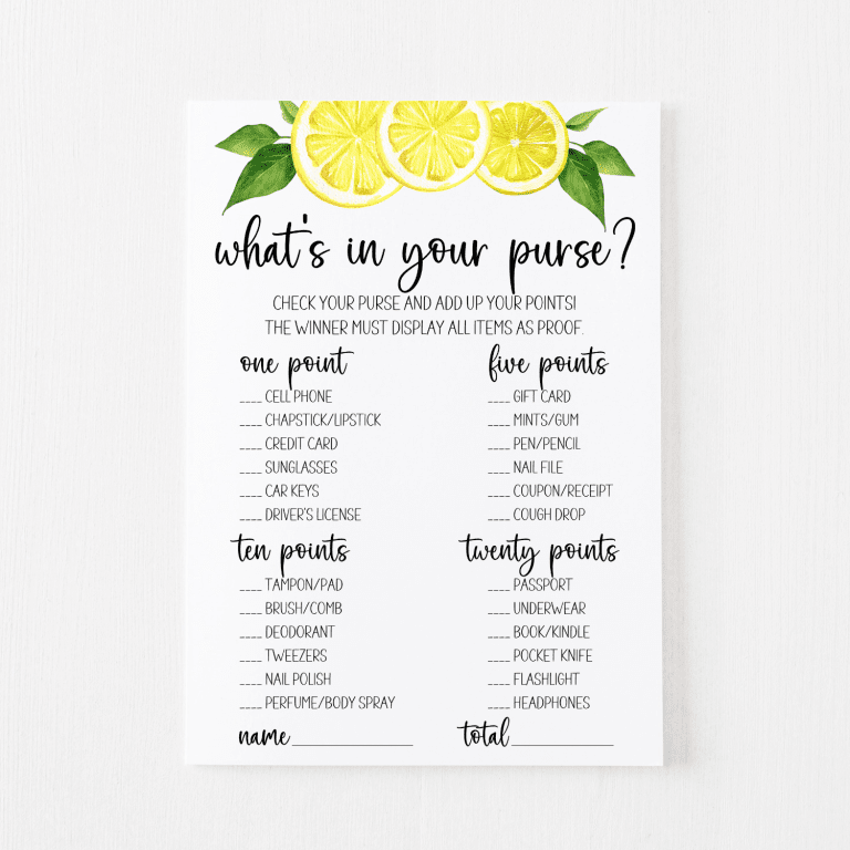 What's in your purse Card Lemon