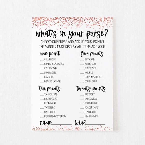 What's in Your Purse Cards (Rose Gold) - Modern MOH