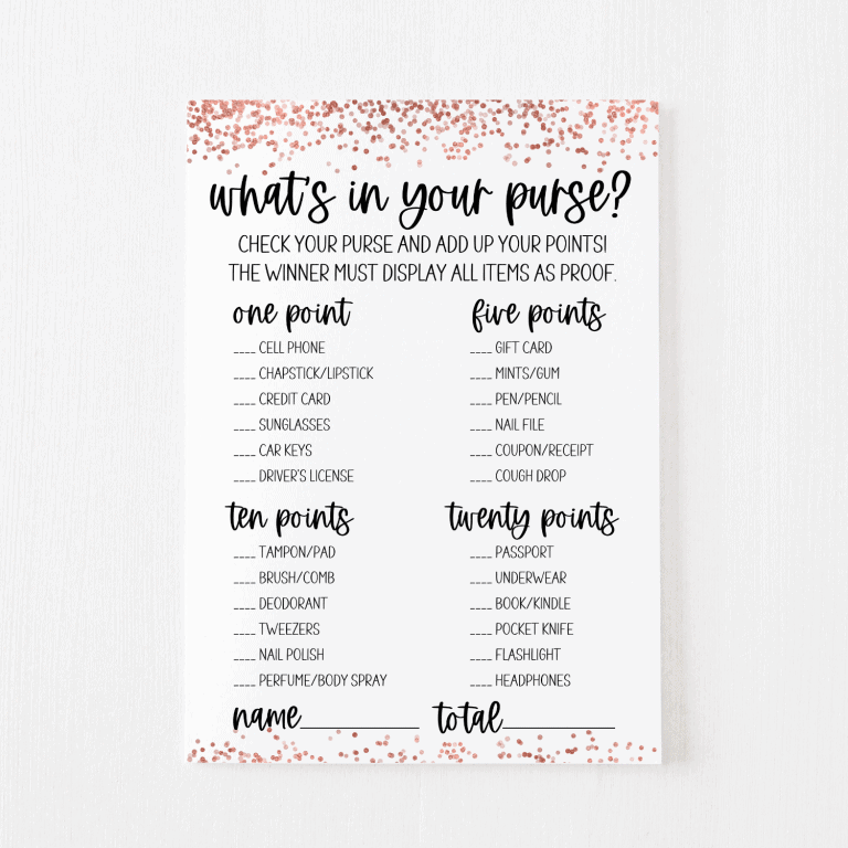 What's in your purse Card Rose Gold