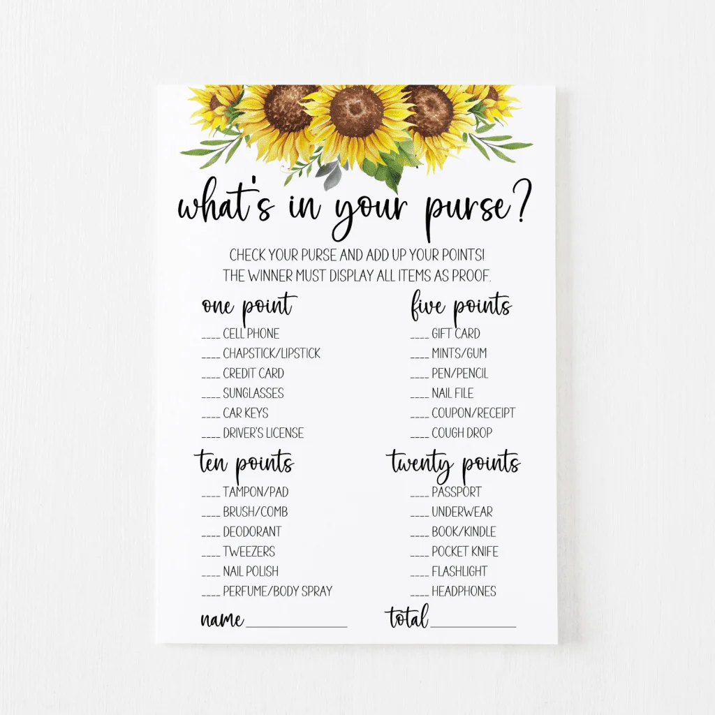 What's In Your Purse? Game Free Printable