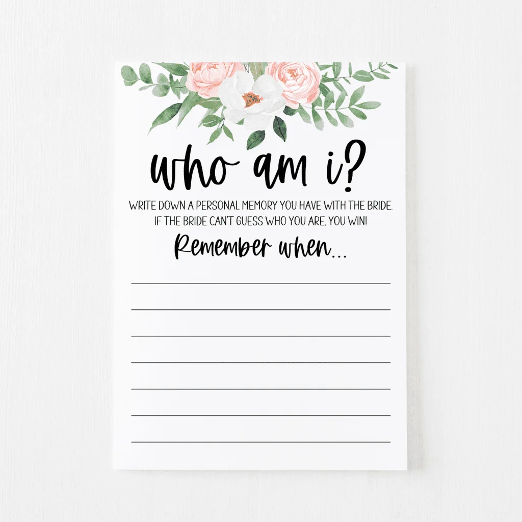 Who Am I Bridal Shower Game: How to Play (+ Printables!) | Modern MOH