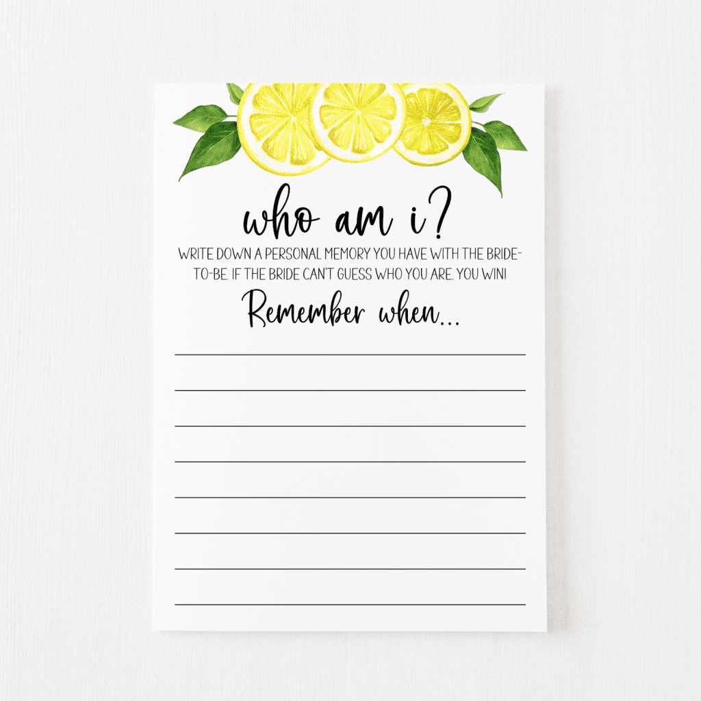 Who am I card Lemon