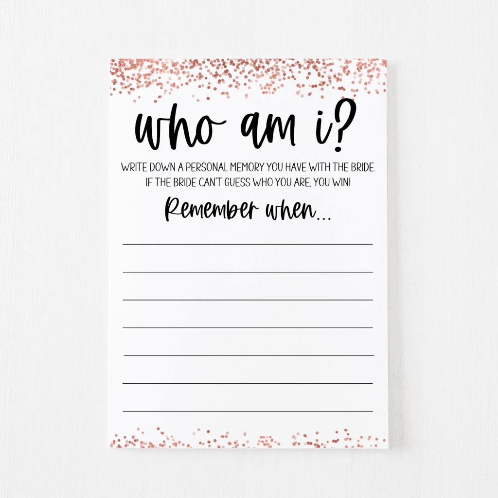 Who Am I Bridal Shower Game: How to Play (+ Printables!) | Modern MOH