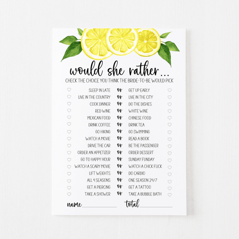 Would She Rather Cards (Lemon)