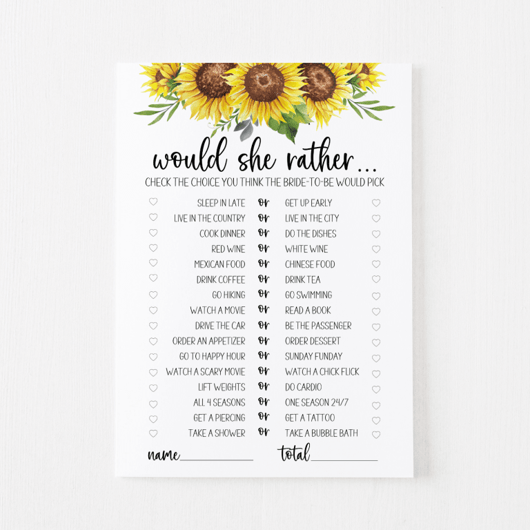 Would She Rather Cards (Sunflower)