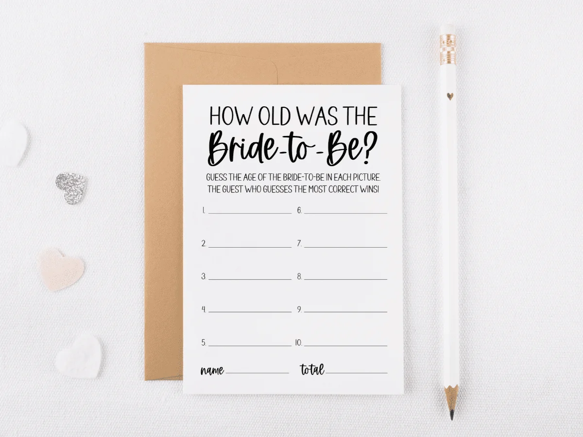 How Old Was the Bride Game: How to Play (+ Printables!) | Modern MOH