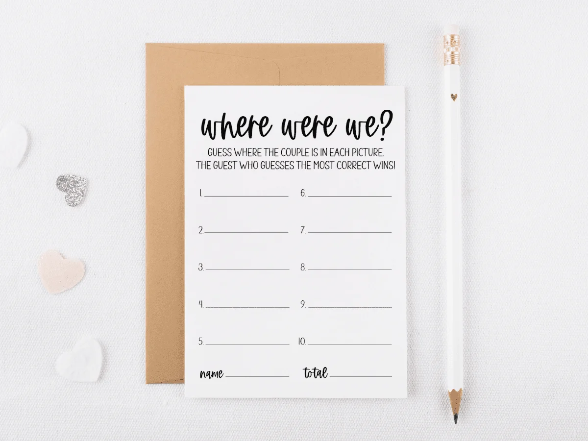 Where Were We Bridal Shower Game: How to Play + Printable Cards