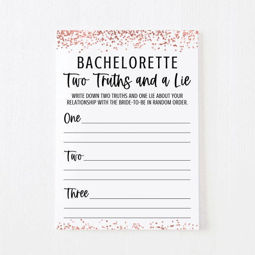Bachelorette Two Truths and a Lie game card