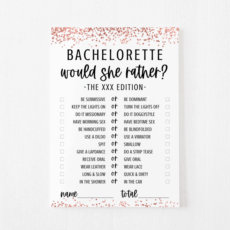 Bachelorette Would She Rather Cards (Rose Gold)