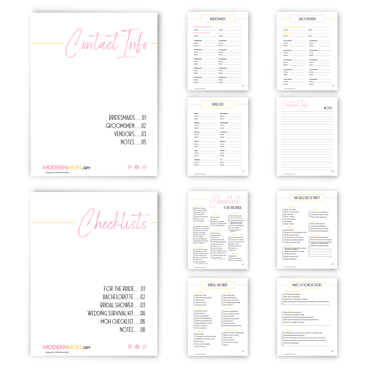 Maid of Honor Planner (Printable PDF Download) | Modern MOH