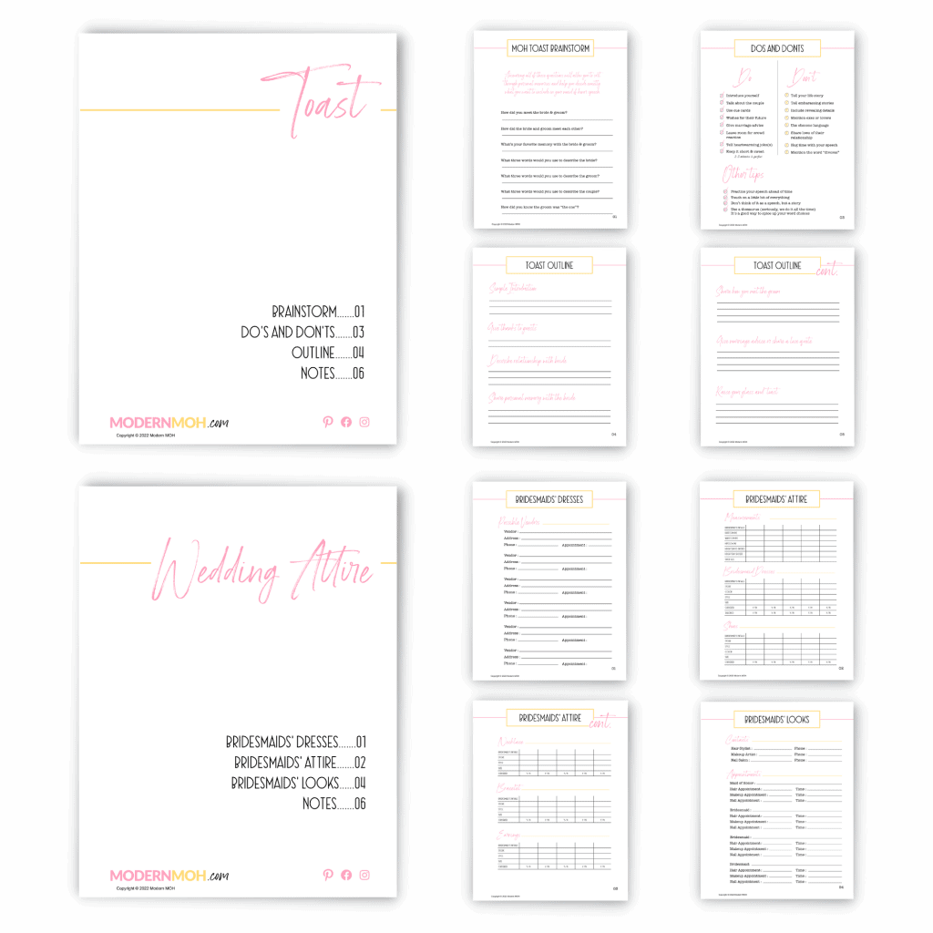 Maid of Honor Planner (Printable PDF Download) | Modern MOH