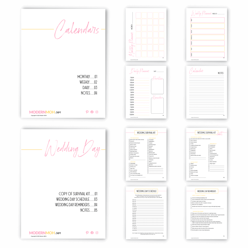 Maid of Honor Planner (Printable PDF Download) | Modern MOH