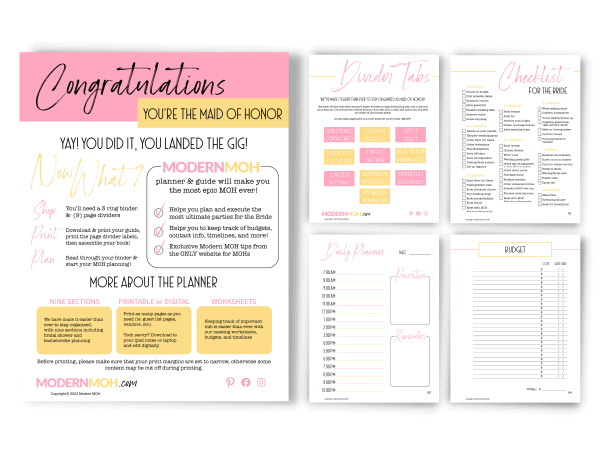 Our Exclusive Maid of Honor Planner | Modern MOH