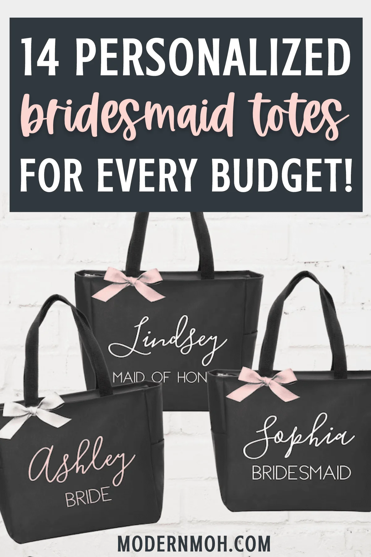 Custom Tote Bag With Name For Bridesmaid – Blue Sparrow Designs