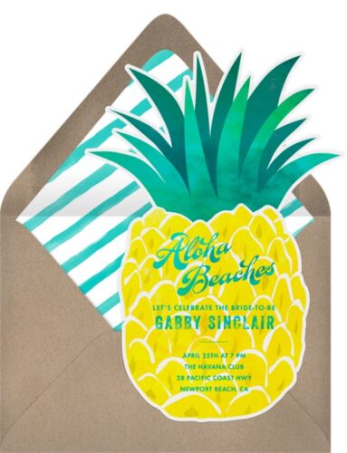 aloha beaches bachelorette invitation