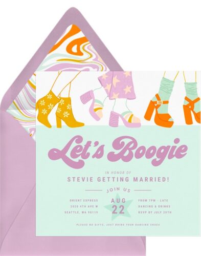 boogie time bachelorette invitation
