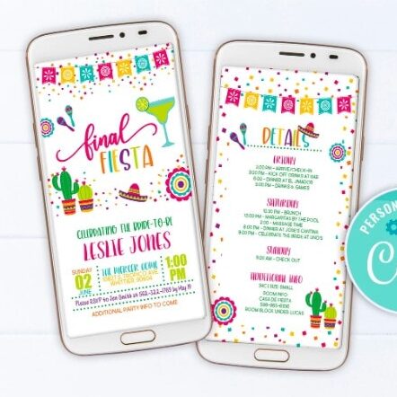 final fiesta digital phone bachelorette invitation