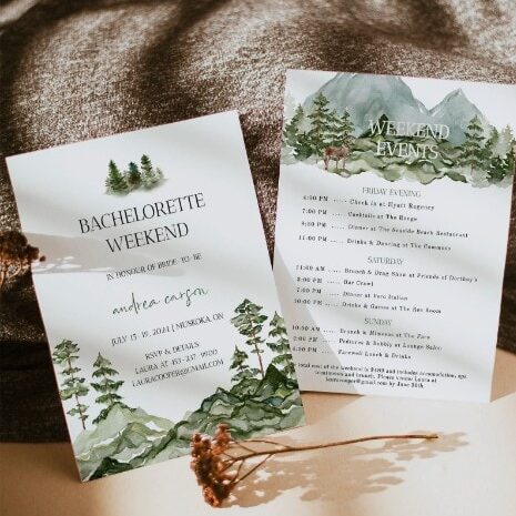 forest bachelorette party invitation