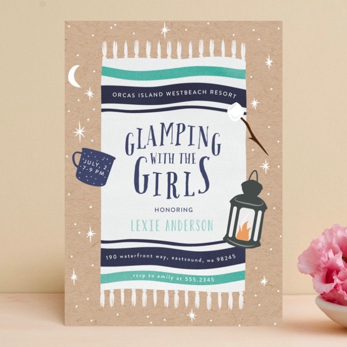 Gone glamping bachelorette party invitation
