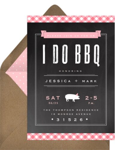 i do bbq bach party invitation