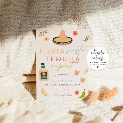 Fiesta siesta tequila repeat party invitation