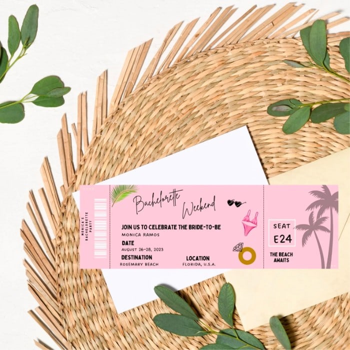 plane ticket invitation to bachelorette party