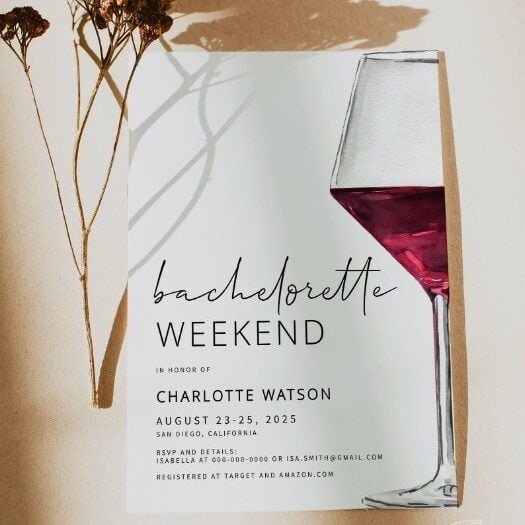 Wine glass bachelorette party invitation
