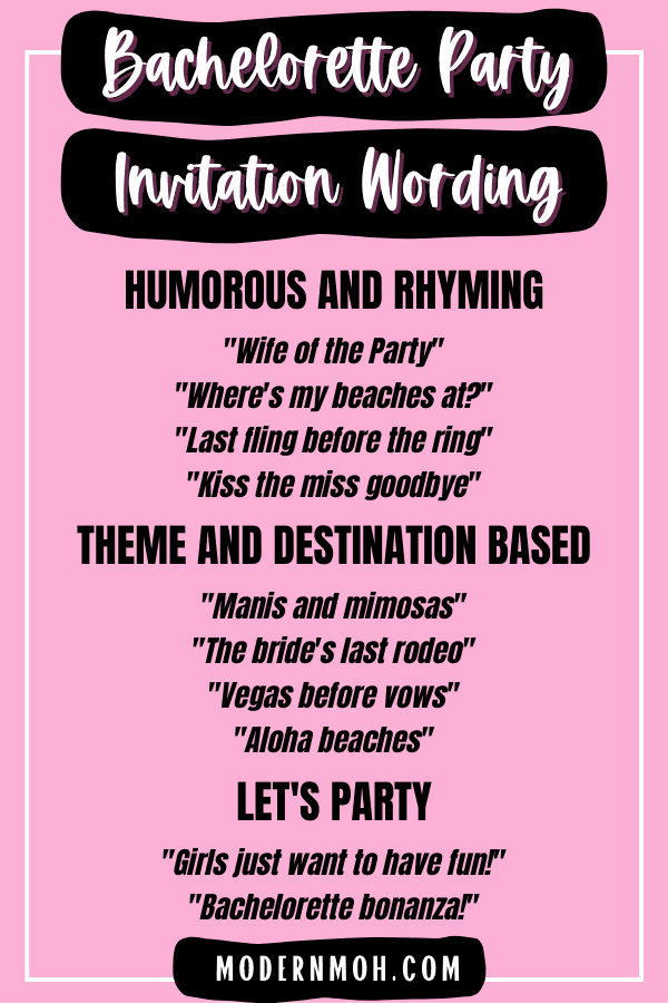 bachelorette party invitation wording pin
