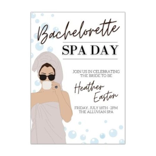 spa day bachelorette invitation