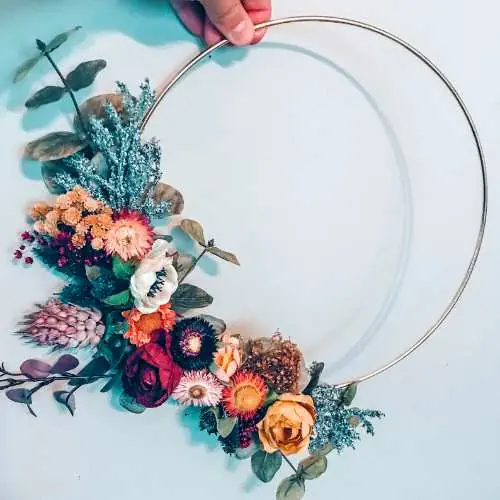 Dried flowers hoop bouquet