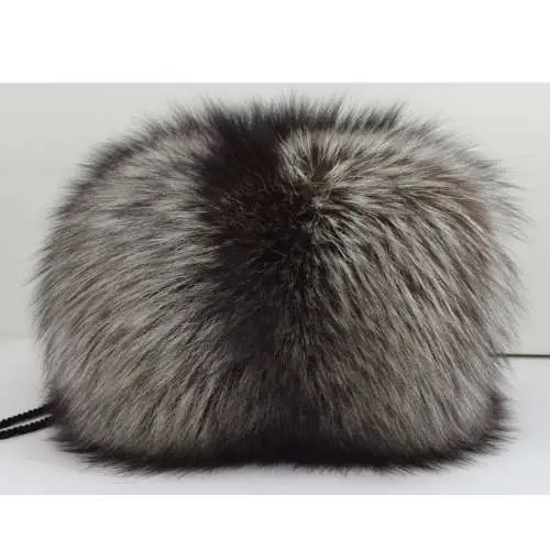 Silver fox fur muff