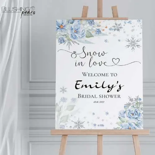 Snow in love welcome sign