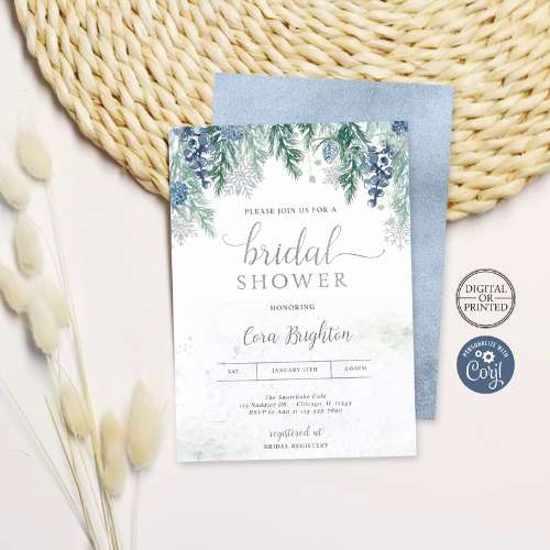 winter floral shower invitation