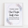 Recipe Card Sign Winter