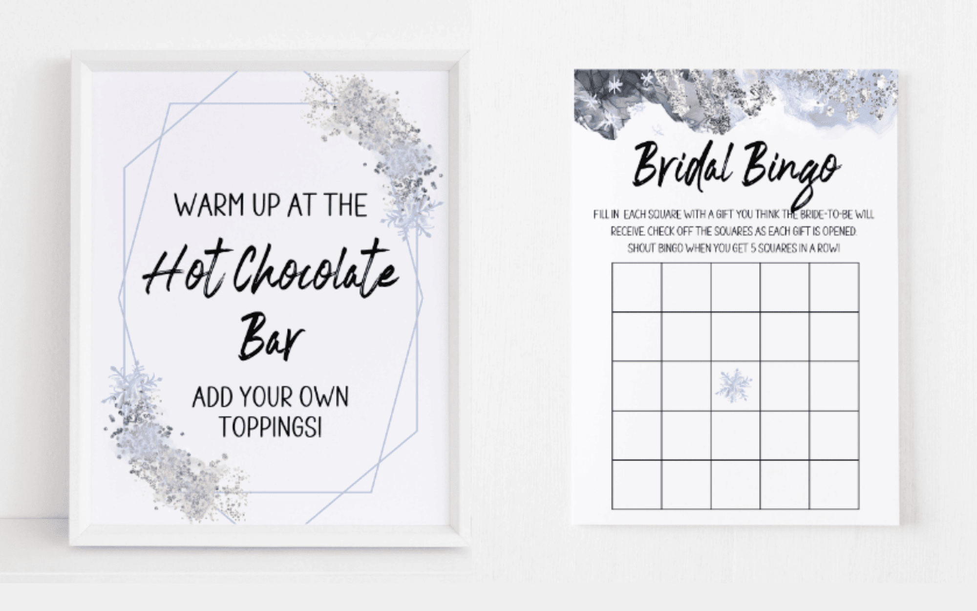 Winter themed bridal shower printable Collection