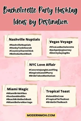 Bachelorette Party Hashtag Ideas by Destination